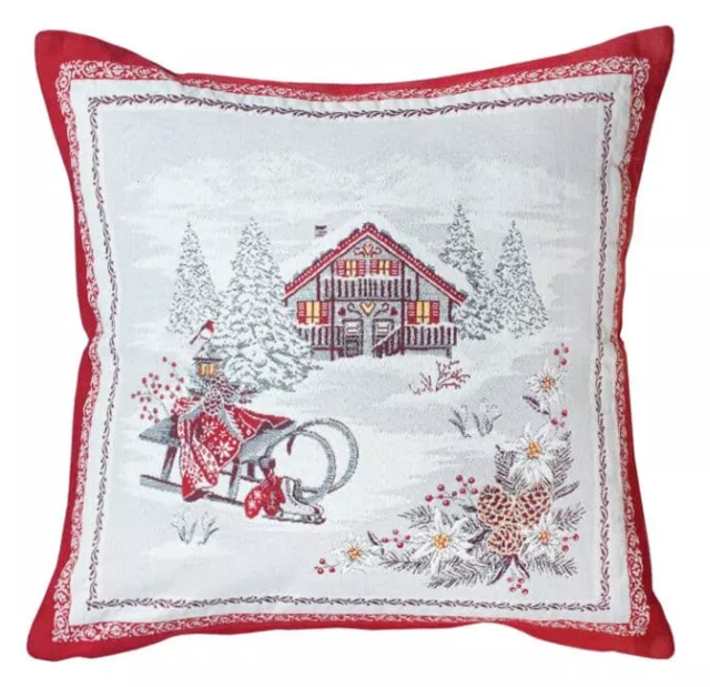 Jacquard cushion cover (Savoie. red) - Click Image to Close